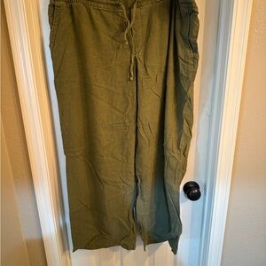 Old Navy Green Relaxed Linen Pants